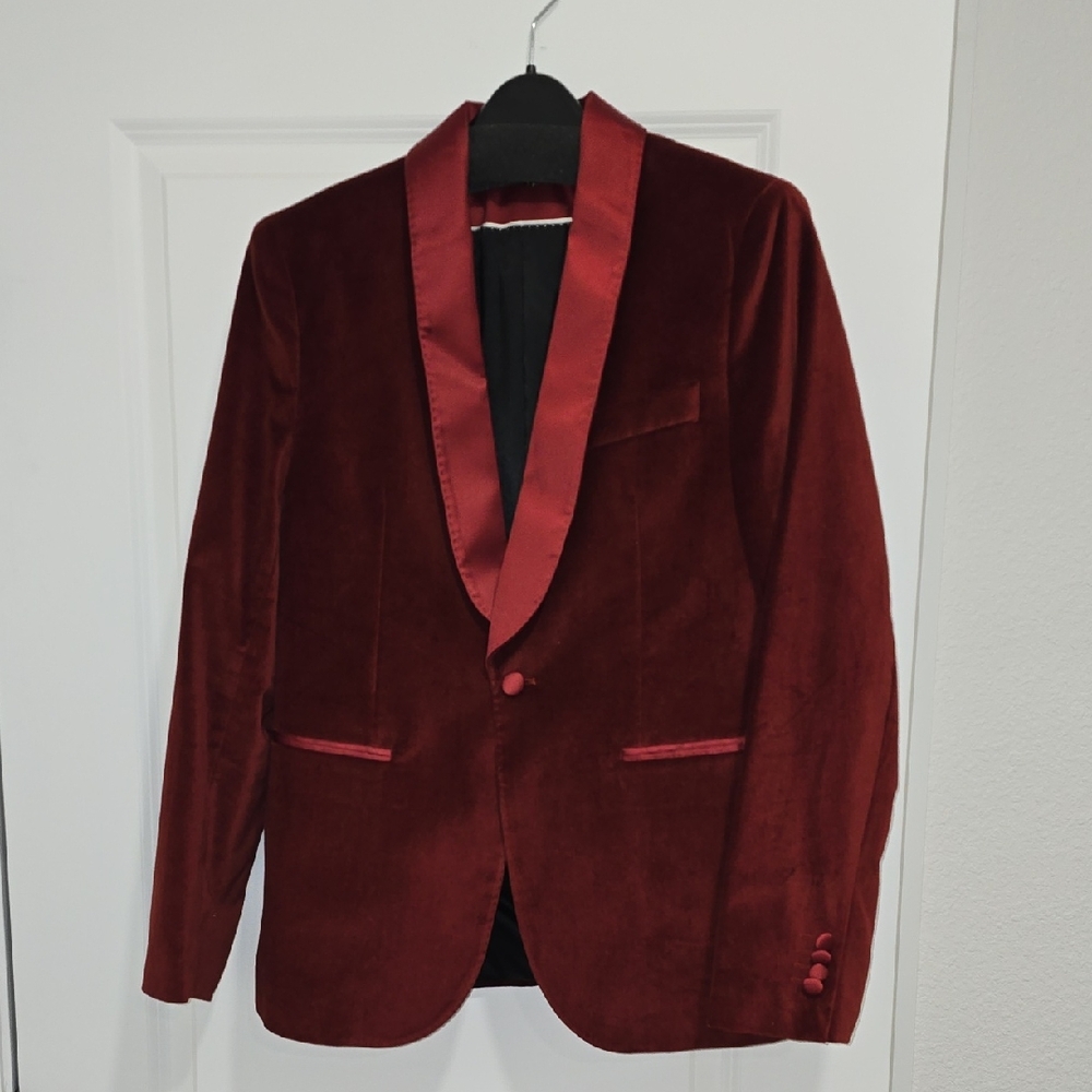 Mango Rich Burnt Orange Velvet Blazer